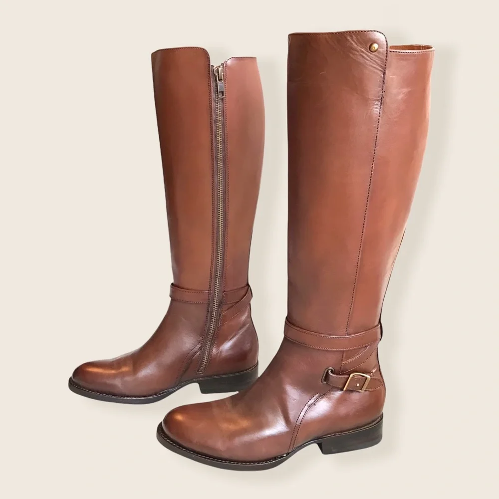Frye Jordan Strap Cognac Leather Tall Riding Boots